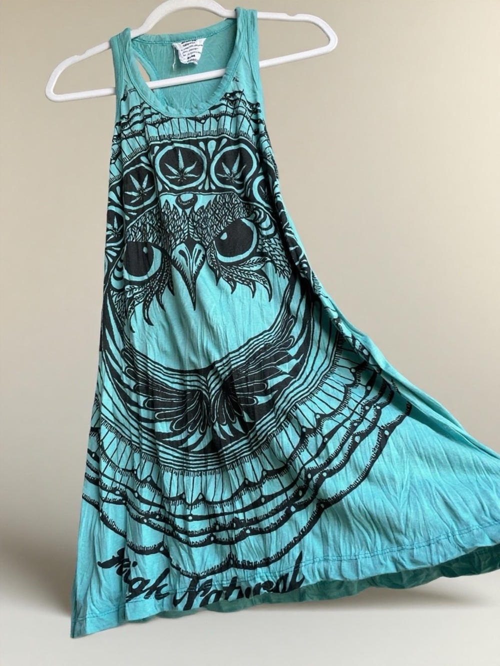 Sure Design Women's Owl Cotton Turquoise Festival Dress - S/M